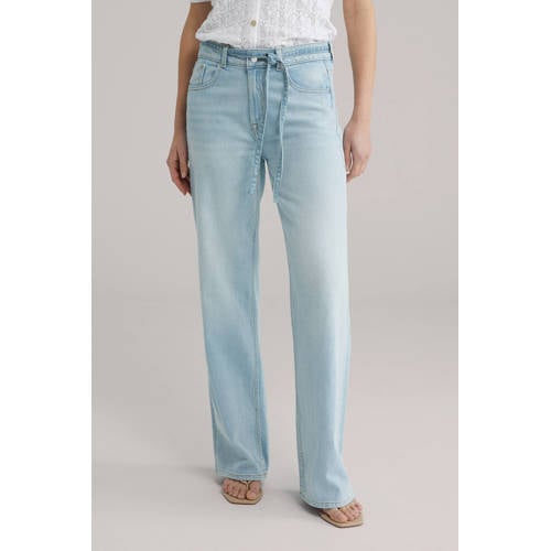 WE Fashion high waist wide leg jeans light blue denim afbeelding