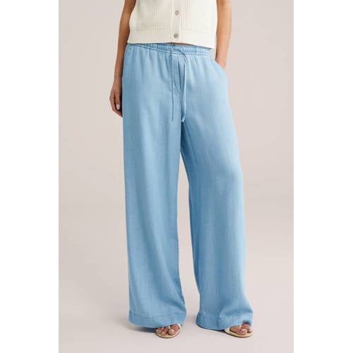 WE Fashion high waist wide leg jeans light blue denim afbeelding