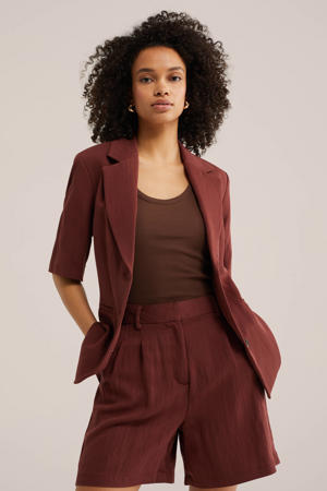 wide leg regular waist broek donkerrood