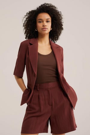 wide leg regular waist broek donkerrood