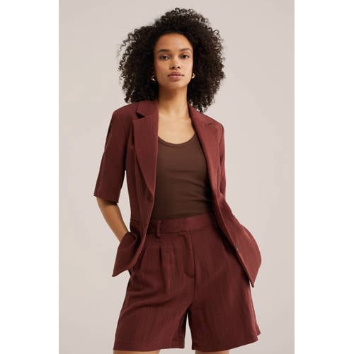WE Fashion wide leg regular waist broek donkerrood afbeelding