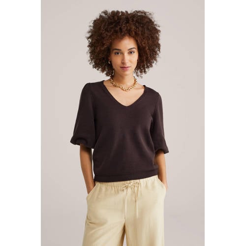 WE Fashion pullover donkerbruin afbeelding