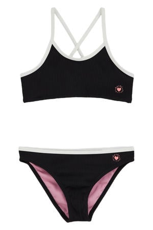 crop bikini met textuur zwart/wit