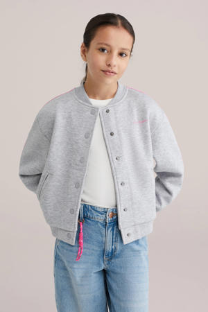 sweatvest met backprint grijs melange
