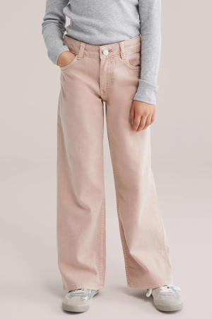 low waist wide leg jeans roze