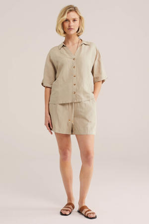 wide leg regular waist casual short beige