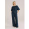 WE Fashion wide leg high waist casual broek marineblauw