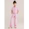 WE Fashion straight high waist gestreepte casual broek roze