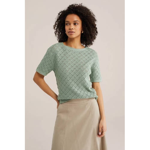 WE Fashion top groen gebreid afbeelding