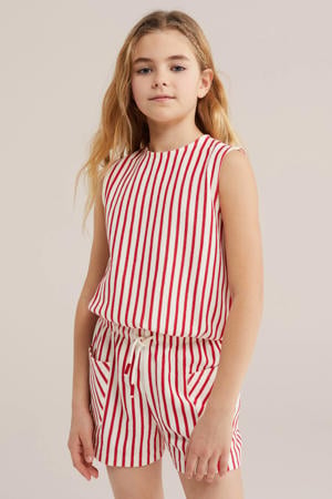 gestreepte mouwloze top rood
