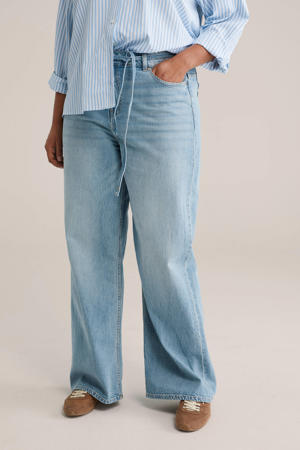 high waist wide leg jeans light blue denim