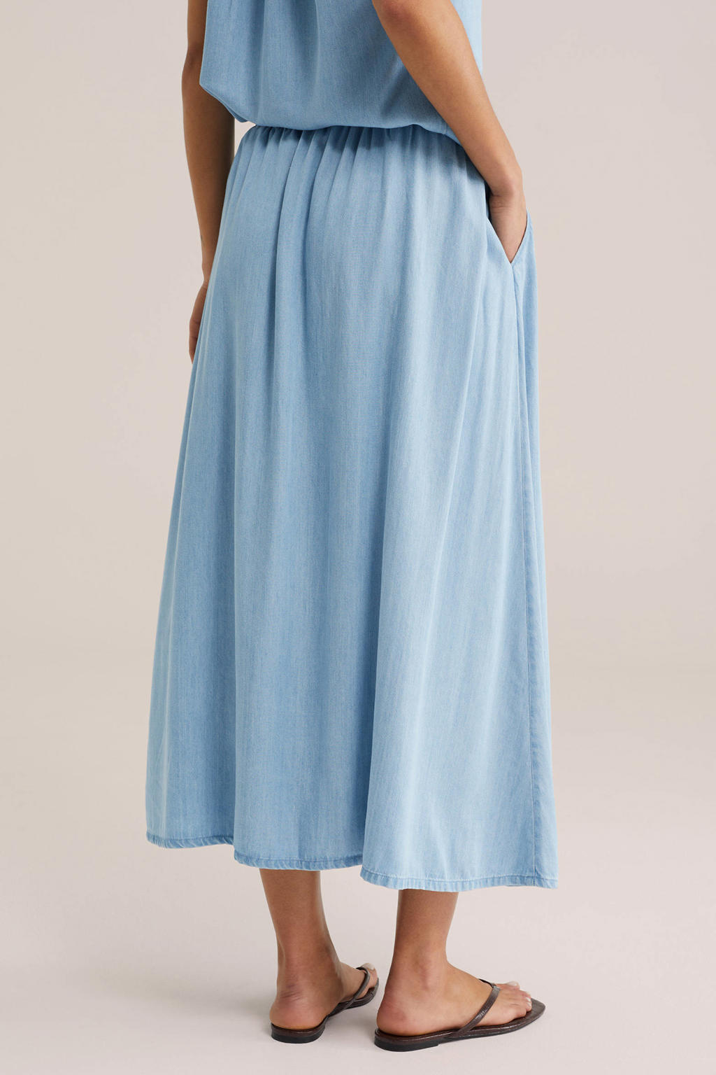 Blauwe dames WE Fashion Blue Ridge A-lijn rok gemaakt van viscose en met elastische tailleband