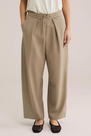 barrel high waist pantalon beige