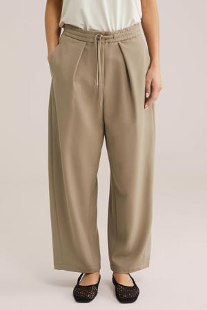 barrel high waist pantalon beige