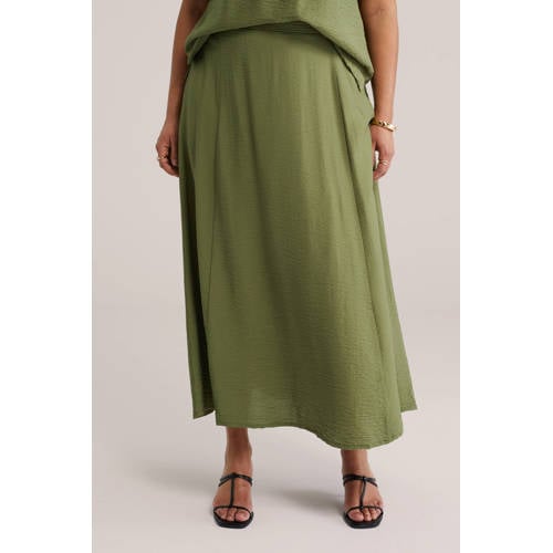 WE Fashion Curve midi rok olijfgroen afbeelding