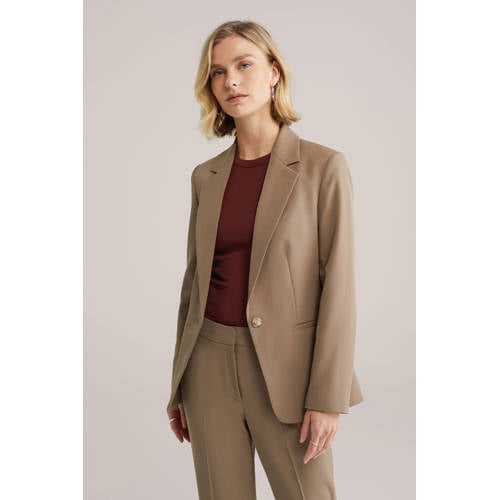 WE Fashion getailleerde blazer taupe afbeelding