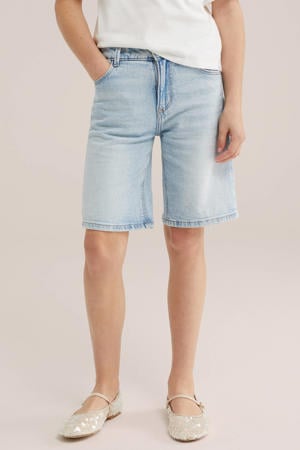 relaxed short light blue denim