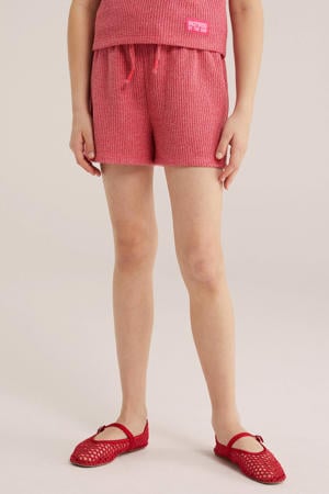 straight casual short roze met textuur