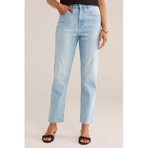 WE Fashion high waist tapered jeans light blue denim afbeelding