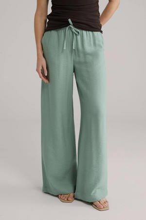 wide leg high waist casual broek lichtgroen
