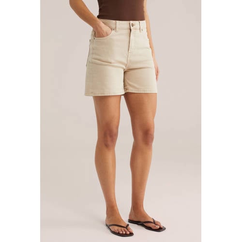 WE Fashion denim regular waist short ecru afbeelding
