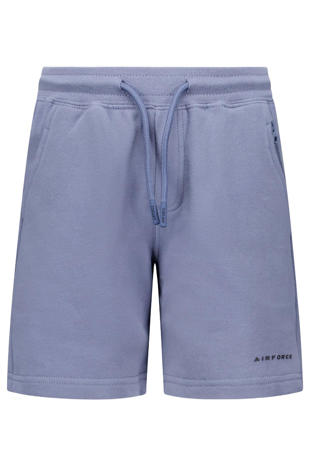 Grijsblauwe jongens Airforce Regular sweatshort met elastische tailleband met koord en effen