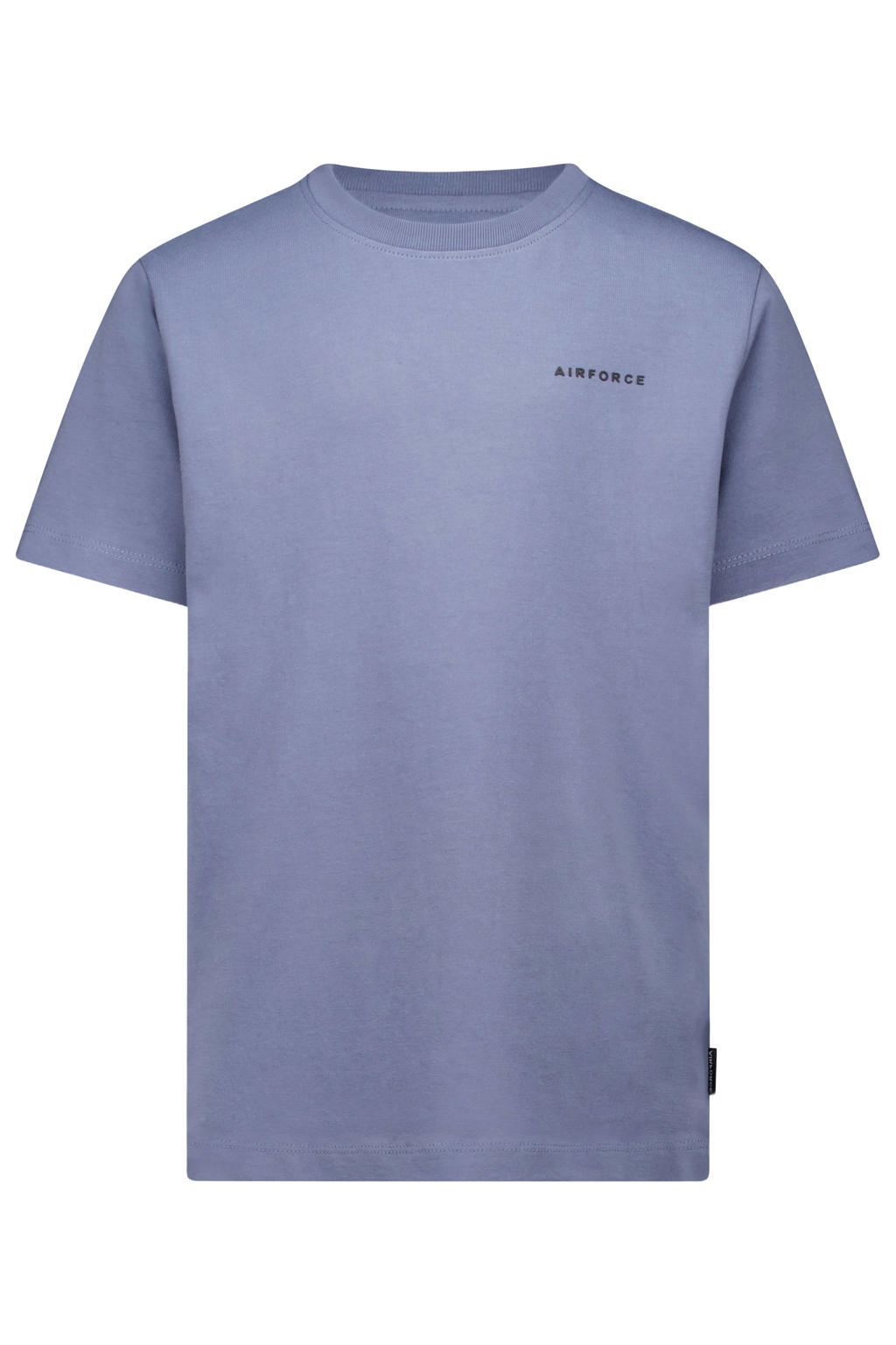 Grijsblauwe jongens Airforce T-shirt van katoen met effen, korte mouwen en ronde hals