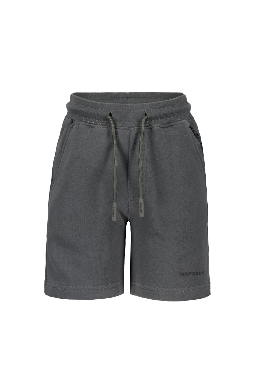 Grijze jongens Airforce regular sweatshort met elastische tailleband met koord en effen