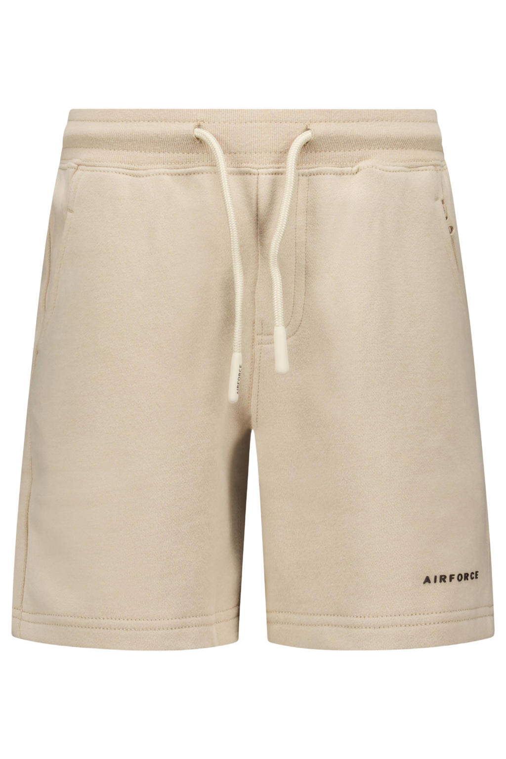 Beige jongens Airforce Regular sweatshort met elastische tailleband met koord en effen