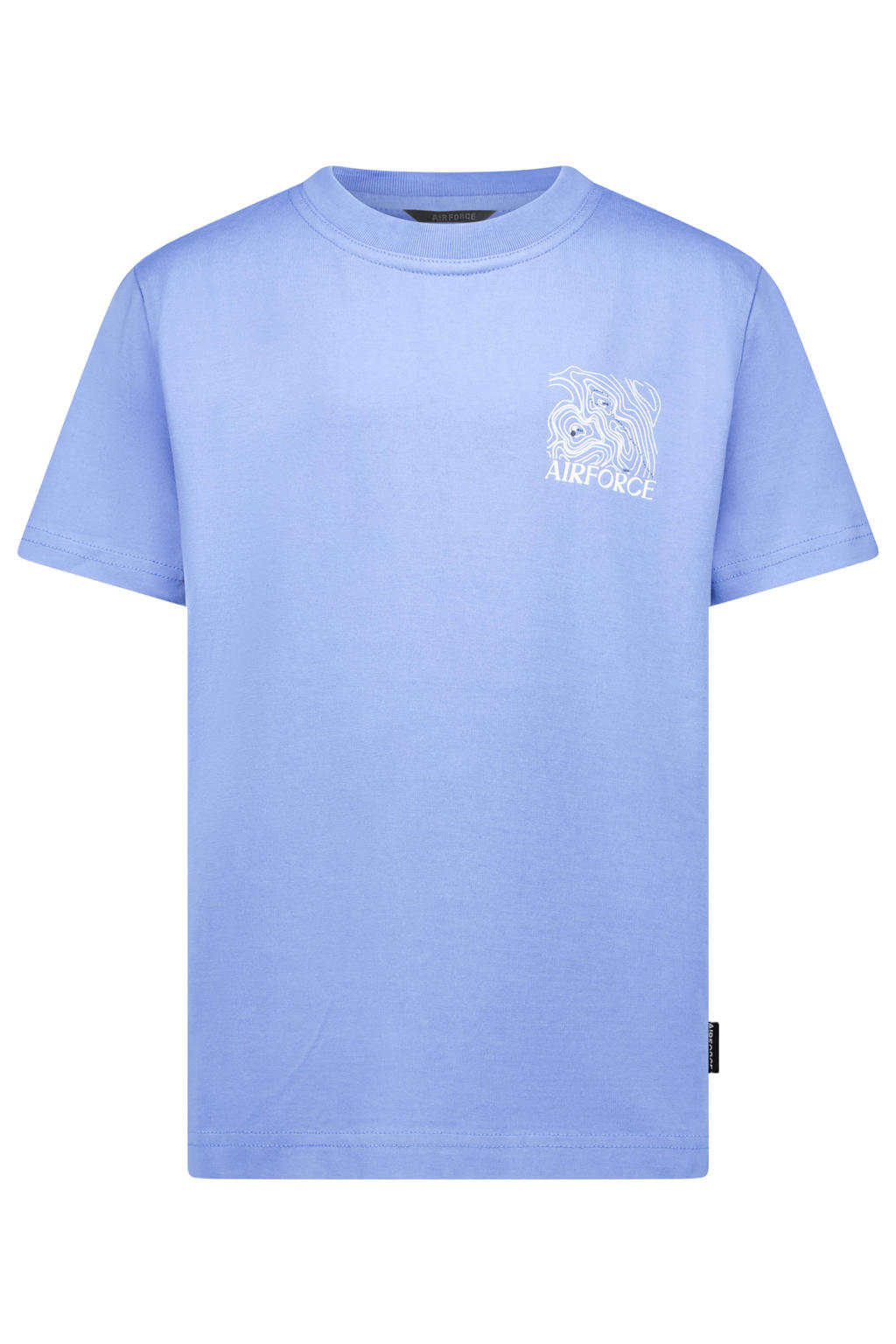 Blauw en witte jongens Airforce T-shirt van katoen met backprint, korte mouwen en ronde hals