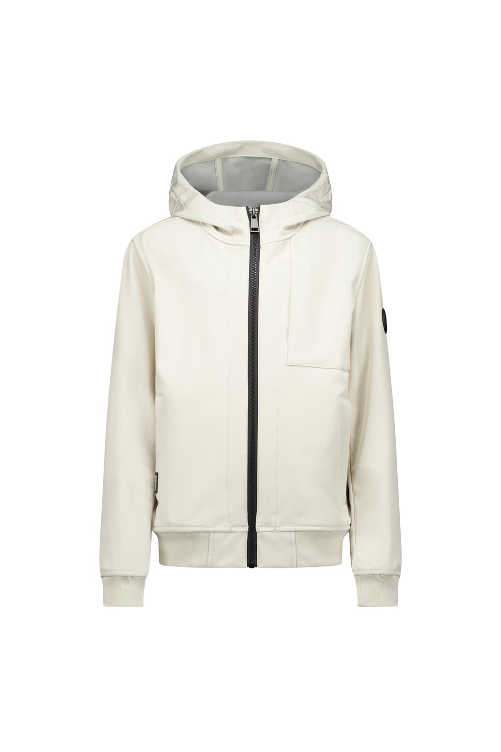 Witte jongens Airforce softshell jas zomer van polyester met effen, lange mouwen, capuchon en ritssluiting
