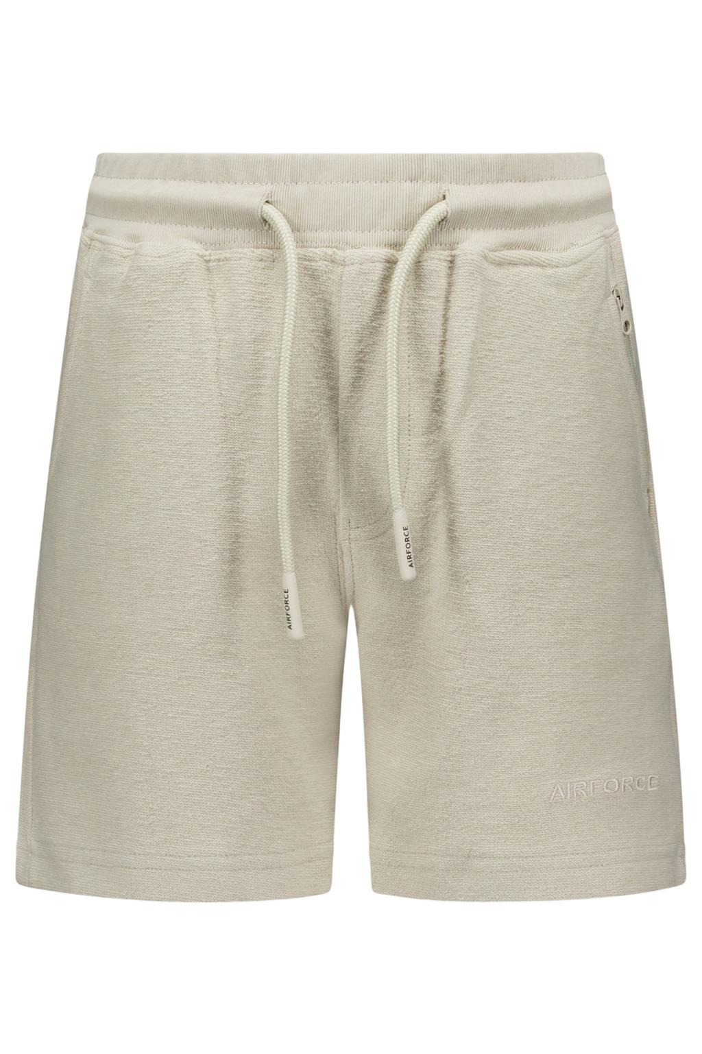 Beige jongens Airforce regular waist sweatshort met elastische tailleband met koord en effen