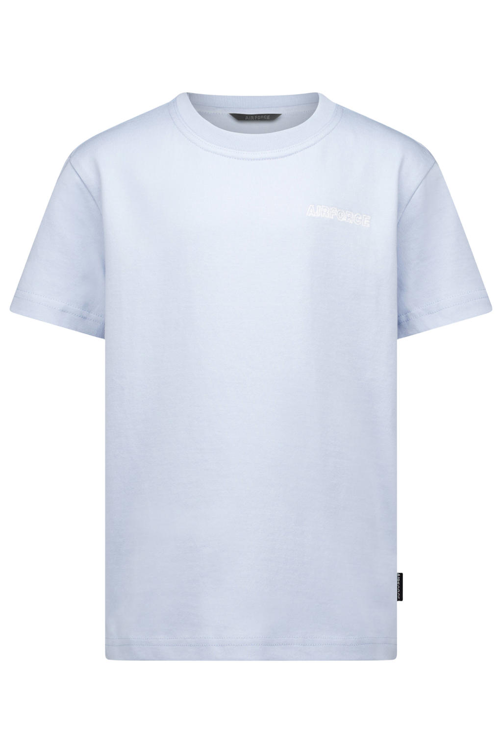 Lichtblauwe jongens Airforce T-shirt van katoen met backprint, korte mouwen en ronde hals