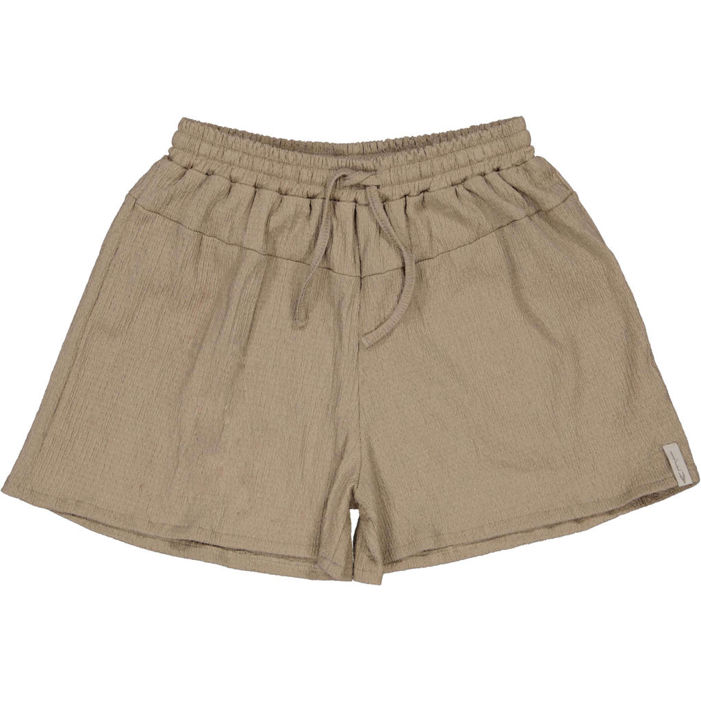 Taupe meisjes LEVV Little regular casual short van polyester met elastische tailleband met koord en effen