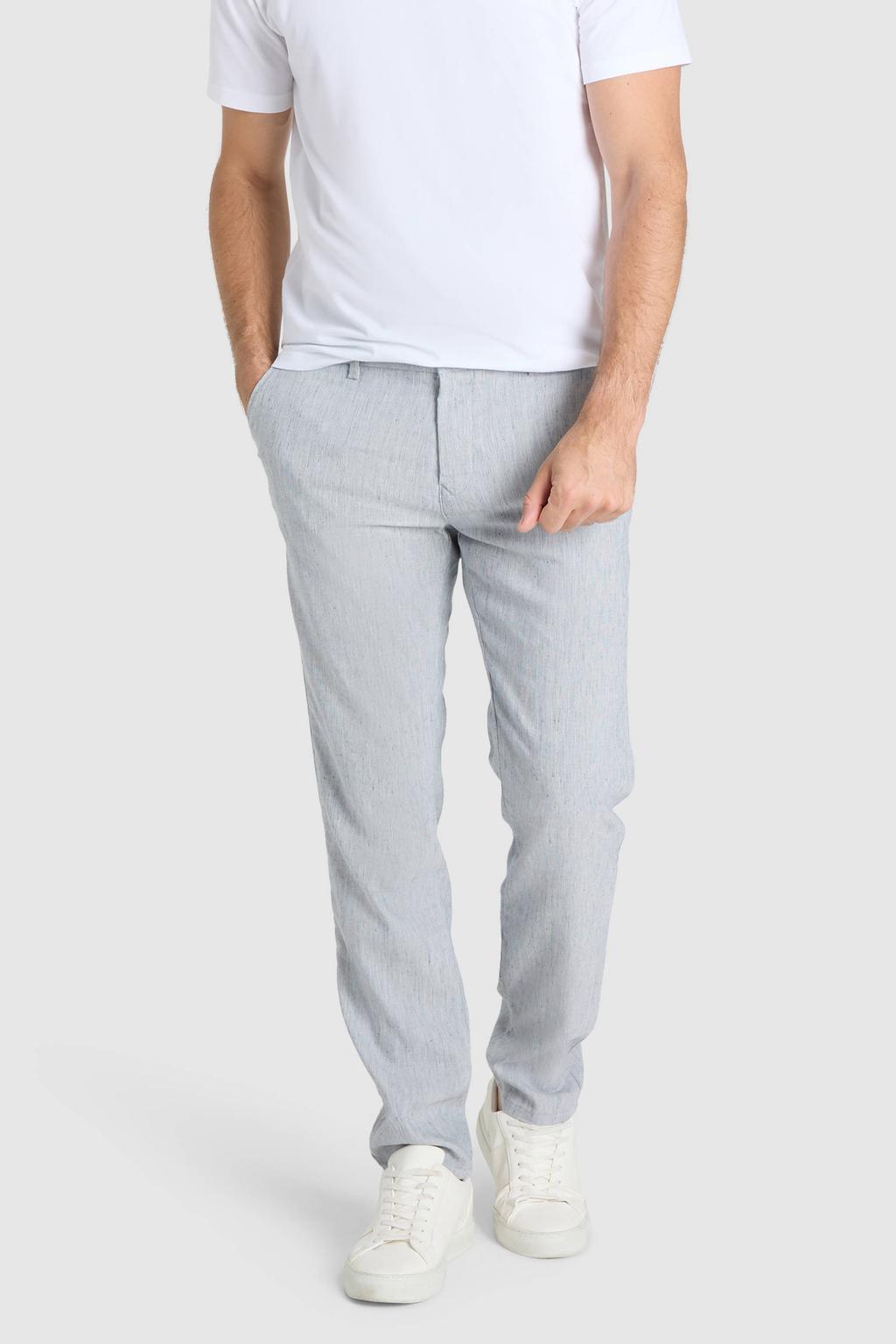 MAC Lennox Sport slim chino met linnen lichtblauw