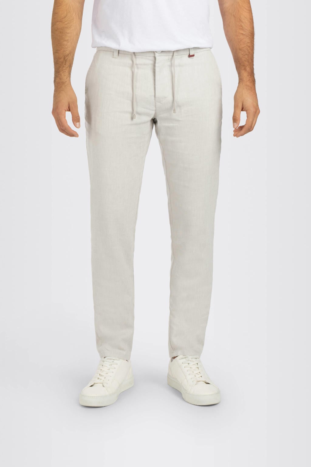 MAC Lennox Sport slim casual broek met linnen ecru