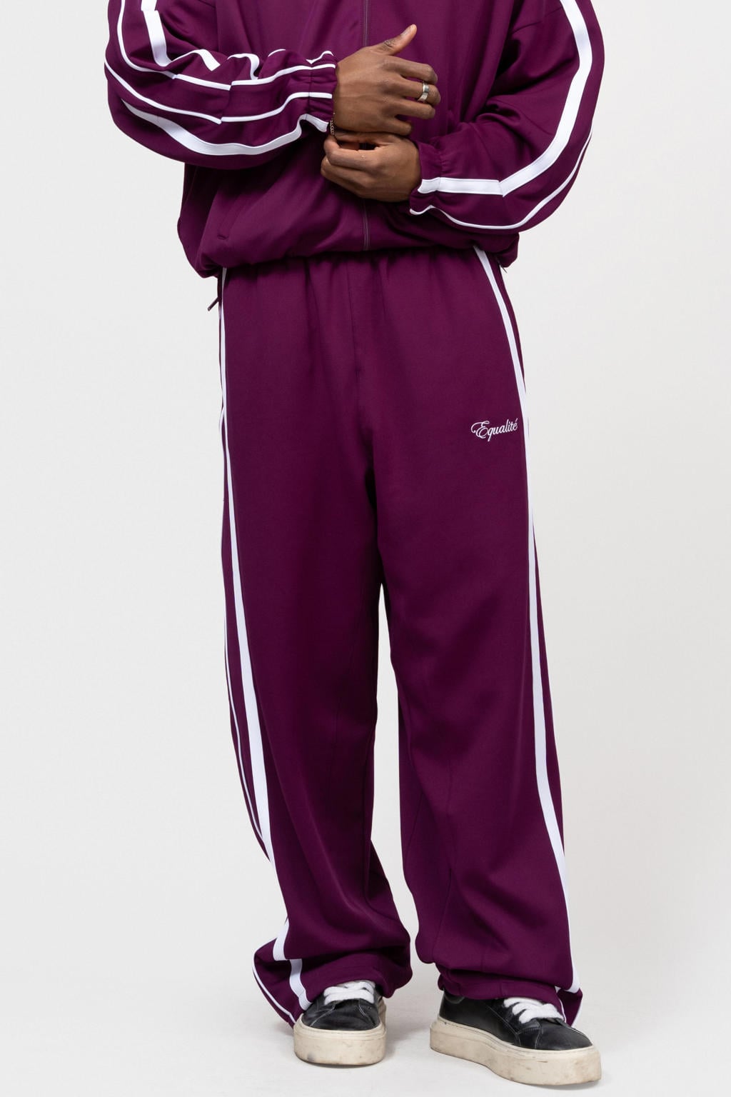 Equalité loose gestreepte joggingbroek paars