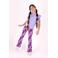 B.Nosy regular waist flared broek roze met textuur