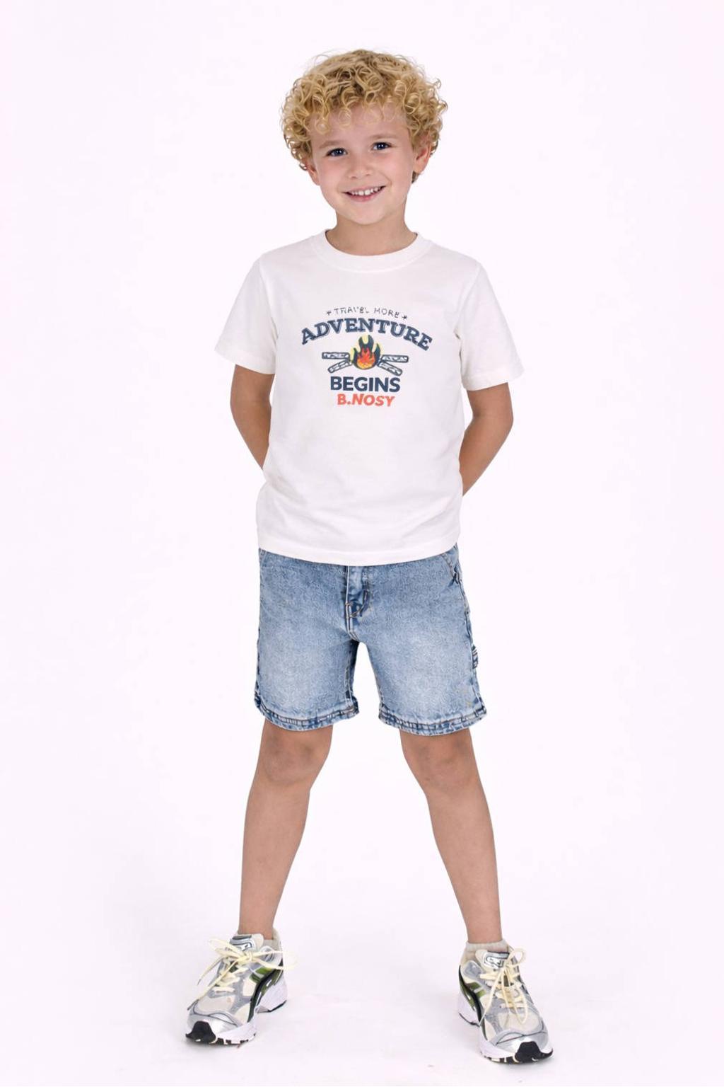 Witte jongens B.Nosy T-shirt van katoen met backprint, korte mouwen en ronde hals