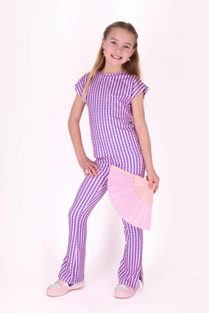 gestreepte T-shirt roze met textuur