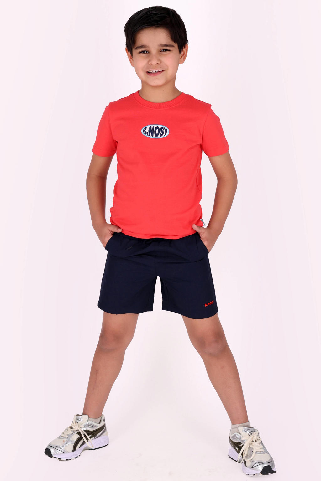Rode jongens B.Nosy T-shirt van katoen met backprint, korte mouwen en ronde hals