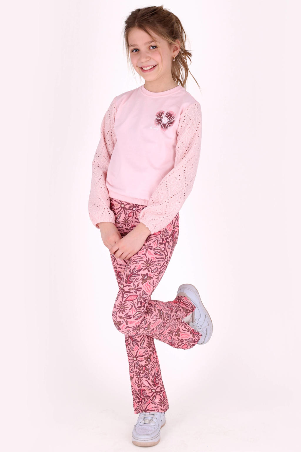 Roze en paarse meisjes B.Nosy slim legging van polyester met regular waist en elastische tailleband