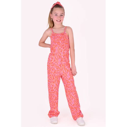 B.Nosy jumpsuit roze met panterprint – Roze/oranje