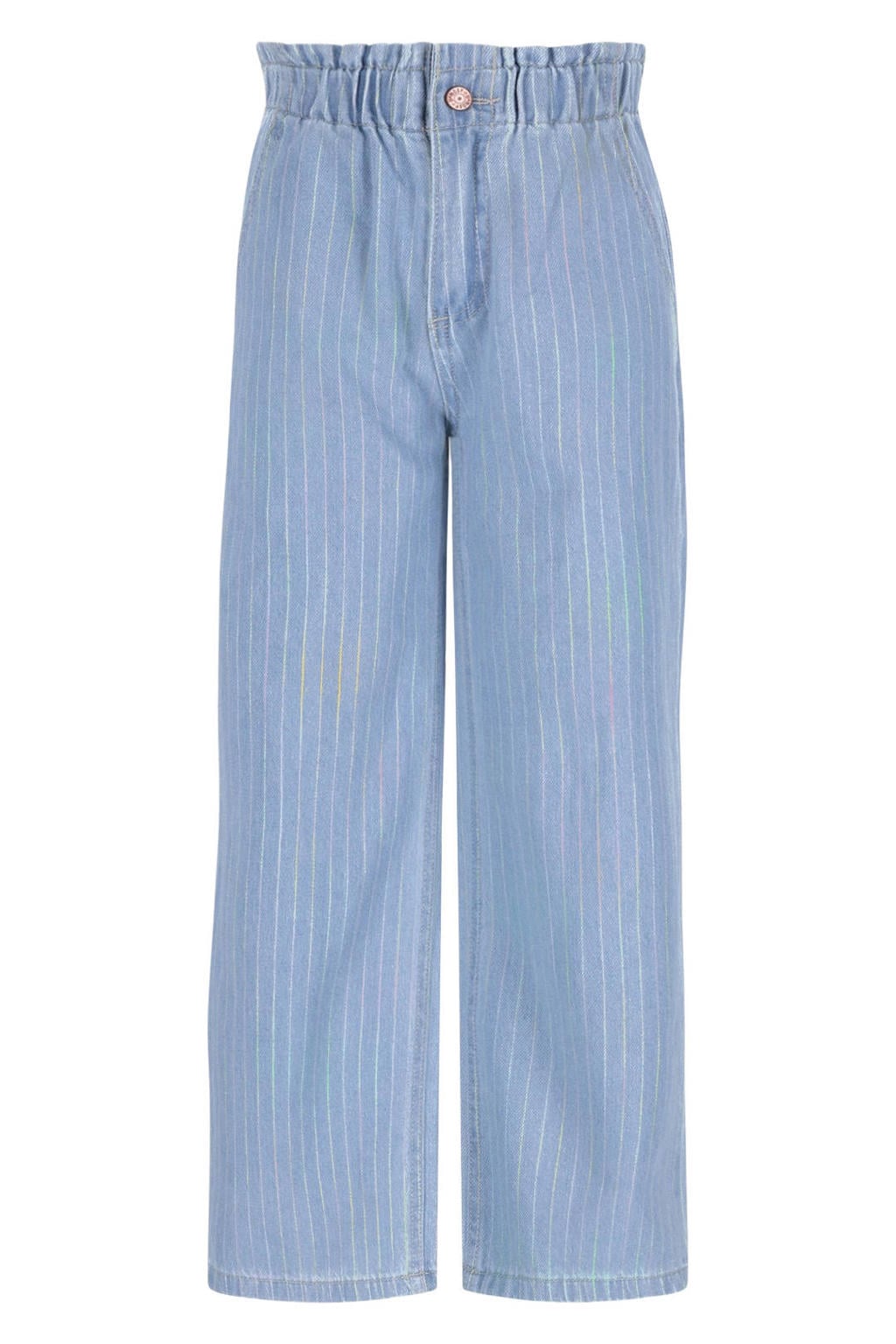 Light blue denim meisjes B.Nosy Patricia gestreepte straight leg jeans van denim