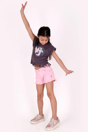 denim slim short roze