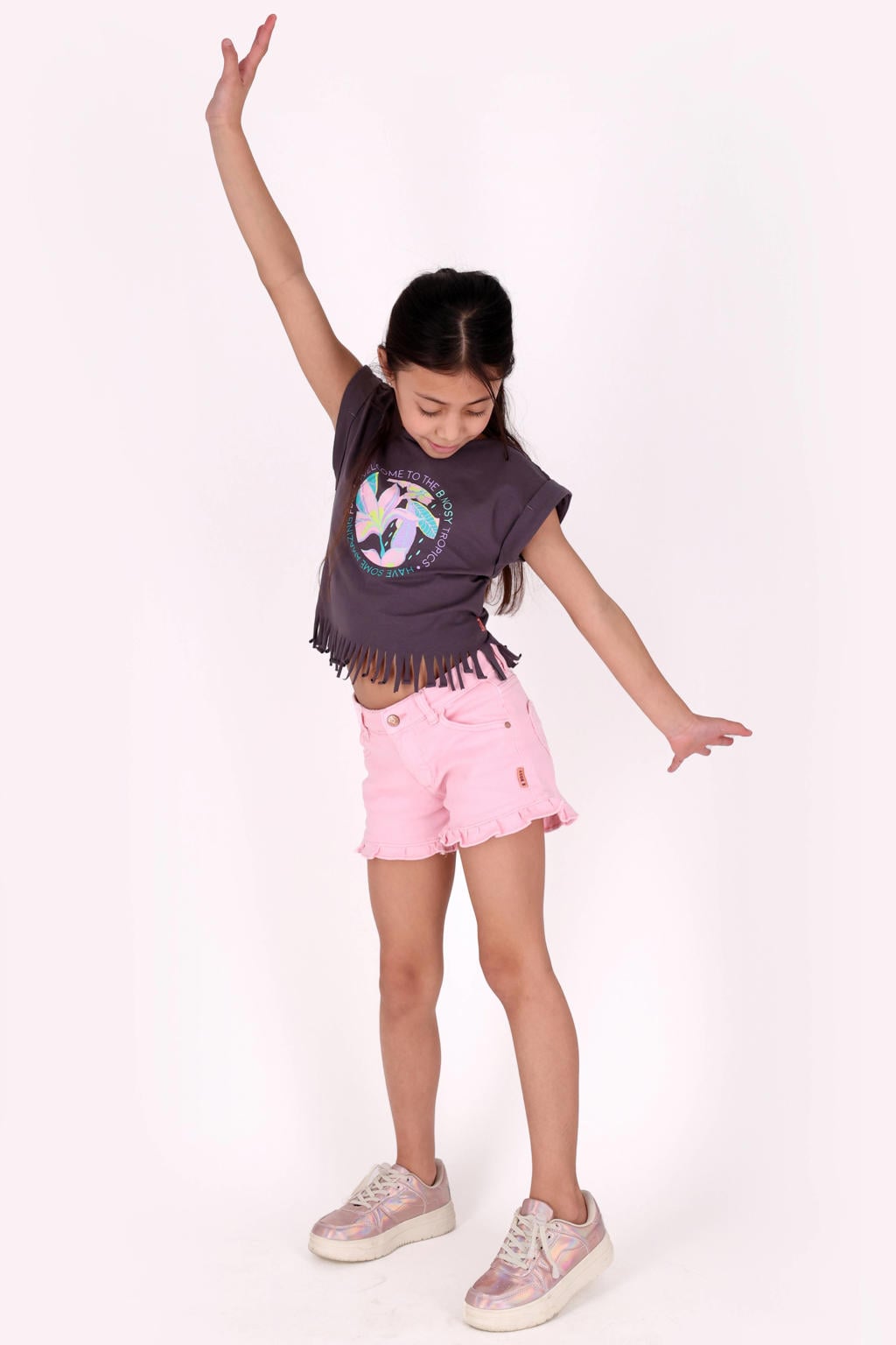Roze meisjes B.Nosy slim short met regular waist en effen