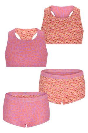reversible halterbikini roze/oranje