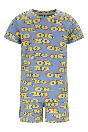 shortama lichtblauw/geel