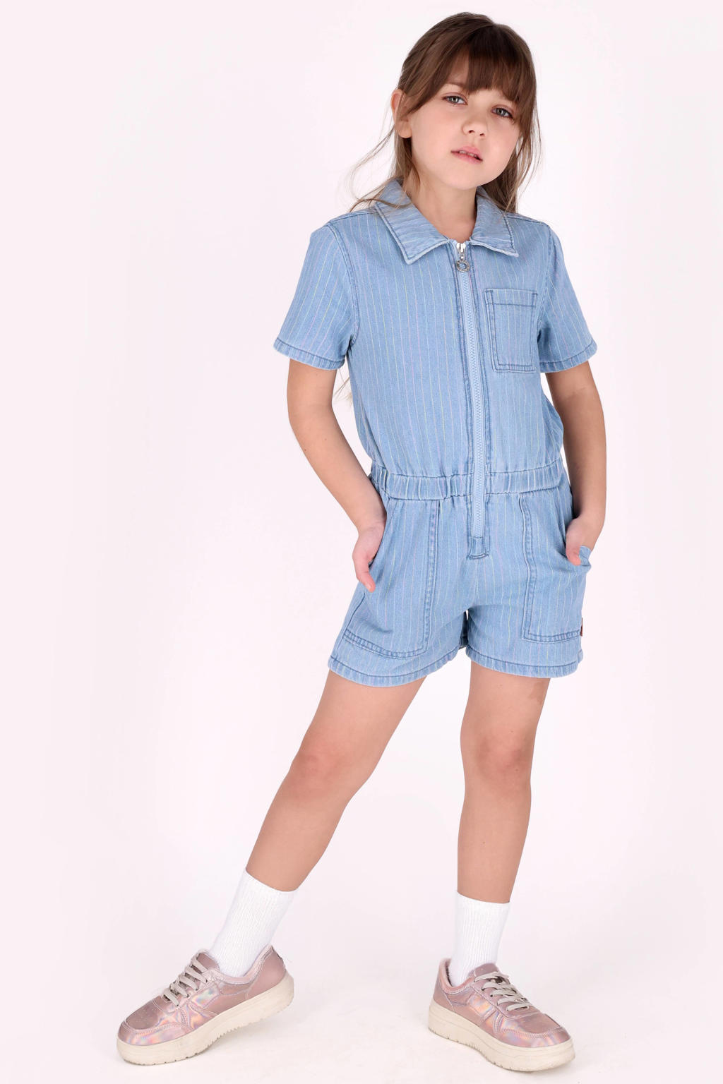 B.Nosy gestreepte playsuit light blue denim