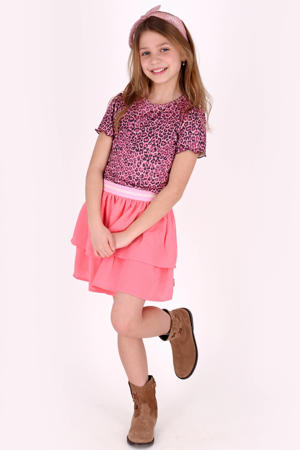 korte jurk met panterprint roze